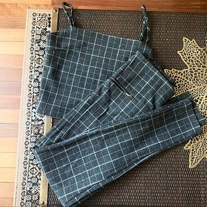 2 Piece Grey Plaid Set in XS